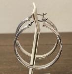 .925 Sterling Silver 4cm Diamond Cut Hollow Hoop Earrings