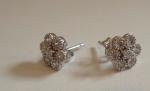 STERLING SILVER CLUSTER STUD EARRINGS W/ .50 CT LAB CREATED DIAMONDS NEW DESIGN!