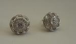 925 STERLING SILVER ROUND STUD EARRINGS W/ 1.50 CT LAB CREATED DIAMONDS / 11MM 