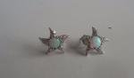 925 STERLING SILVER STARFISH STUD EARRINGS 1.50 LAB CREATED DIAMONDS/OPAL 13MM