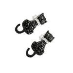 Cat Shape Sterling Silver Stud Earrings with Diamonds
