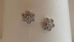 STERLING SILVER CLUSTER STUD EARRINGS W/ .50 CT LAB CREATED DIAMONDS NEW DESIGN!