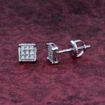 Sterling Silver Diamond Accent Square Stud Earrings