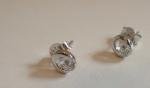 925 STERLING SILVER OPEN CIRCLE  STUD EARRINGS W/ .25 CT LAB CREATED DIAMONDS