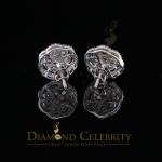 0.40ct Diamond 925 Sterling Silver White Floral Earrings For Men's / Women's