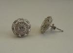 925 STERLING SILVER ROUND STUD EARRINGS W/ 1.50 CT LAB CREATED DIAMONDS / 11MM 
