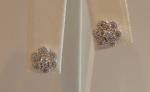 STERLING SILVER CLUSTER STUD EARRINGS W/ .50 CT LAB CREATED DIAMONDS NEW DESIGN!