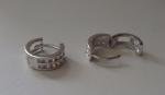 DOUBLE ROW HUGGIE EARRINGS W/ LAB DIAMONDS/ 925 STERLING SILVER / 12MM BY 4MM