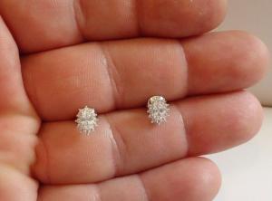 OVAL BURST STUD EARRINGS W/ 1.30 CT LAB SIMULATED DIAMONDS 925 STERLING SILVER 