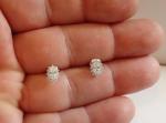 OVAL BURST STUD EARRINGS W/ 1.30 CT LAB SIMULATED DIAMONDS 925 STERLING SILVER 
