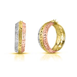 Sterling 925 Silver Diamond Cut Fashion Hoops, Hoop Earrings Women Gift Jewelry