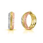 Silver Diamond Cut Hoop Earrings for Women