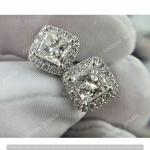 2.00CT Princess Cut Lab Created Diamond Stud Earrings Real 925 Sterling Silver