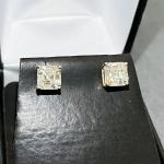 Ascher Cut Created Diamond Silver Stud Earrings