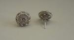925 STERLING SILVER ROUND STUD EARRINGS W/ 1.50 CT LAB CREATED DIAMONDS / 11MM 