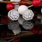 0.40ct Diamond 925 Sterling Silver White Floral Earrings For Men's / Women's