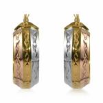 Silver Diamond Cut Hoop Earrings for Women