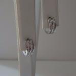 DOUBLE ROW HUGGIE EARRINGS W/ LAB DIAMONDS/ 925 STERLING SILVER / 12MM BY 4MM