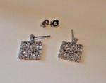 SQUARE DANGLING EARRINGS 2 CT BAGUETTE LAB CREATED DIAMONDS 925 STERLING SILVER 