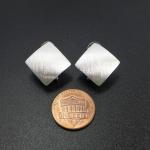 Brushed Matte Sheen 925 Sterling Silver Diamond Square Shape Stud Post Earrings