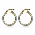 Silver Diamond Cut Hoop Earrings for Women