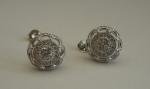925 STERLING SILVER ROUND STUD EARRINGS W/ 1.50 CT LAB CREATED DIAMONDS / 11MM 