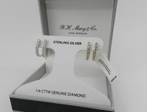 Macy's 2-Pc. Set Diamond Oval Hoop Earrings (1/6 ct. t.w.) in Sterling Silver