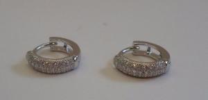 LADIES HUGGIE EARRINGS 925 STERLING SILVER .75 CT SIMULATED DIAMONDS SZ 12X 3MM