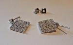 SQUARE DANGLING EARRINGS 2 CT BAGUETTE LAB CREATED DIAMONDS 925 STERLING SILVER 