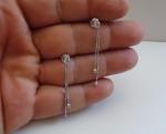 925 STERLING SILVER DANGLING BOX CHAIN EARRINGS W/ .75 CT LAB DIAMONDS