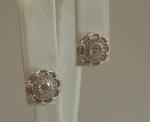 925 STERLING SILVER ROUND STUD EARRINGS W/ 1.50 CT LAB CREATED DIAMONDS / 11MM 