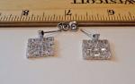 SQUARE DANGLING EARRINGS 2 CT BAGUETTE LAB CREATED DIAMONDS 925 STERLING SILVER 