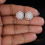 0.40ct Diamond 925 Sterling Silver White Floral Earrings For Men's / Women's