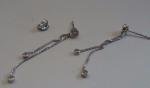 925 STERLING SILVER DANGLING BOX CHAIN EARRINGS W/ .75 CT LAB DIAMONDS