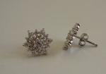 925 STERLING SILVER STUD EARRING STAR DESIGN 1 ct LAB CREATED DIAMONDS 10 X 10MM