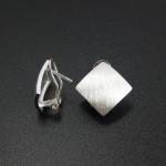 Brushed Matte Sheen 925 Sterling Silver Diamond Square Shape Stud Post Earrings