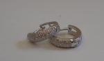 Ladies' Sterling Silver Huggie Earrings with Simulated Diamonds
