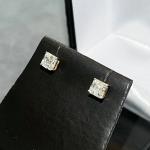 Ascher Cut Created Diamond Silver Stud Earrings