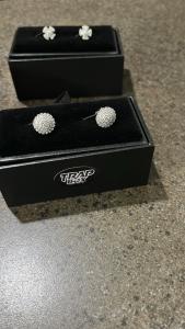 Luxury 925 Sterling Silver Moissanite Earrings Round Baguette Cut Iced