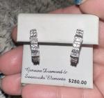 Sterling Silver Hoop Earrings with Genuine Diamond Accents & Swarovski CZ ✨