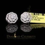 0.40ct Diamond 925 Sterling Silver White Floral Earrings For Men's / Women's