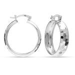 925 Sterling Silver Lightweight Medium Diamond-Cut Hoop Earrings for Women 28 mm
