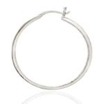 925 Silver Black Diamond Accent Hoop Earrings