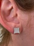 Sterling Silver Hip Hop Square Kite Earrings