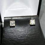 Ascher Cut Created Diamond Silver Stud Earrings