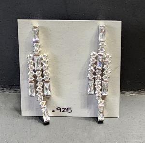 Diamond CZ .925 Sterling earrings, dangle studs