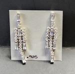 Sterling Silver Dangle Studs with Diamond CZ