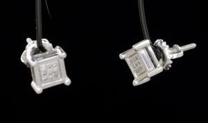 925 St. Silver  Real  Diamond  Earring   5x5mm  #1744