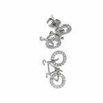 BICYCLE STUD EARRINGS W/ LAB DIAMONDS / 925 STERLING SILVER /NEW!!