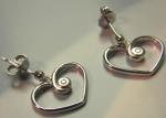 Daring Diamonds sterling silver 92.5  diamond heart earrings usa made 